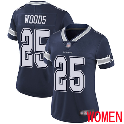 Women Dallas Cowboys Limited Navy Blue Xavier Woods Home 25 Vapor Untouchable NFL Jersey